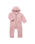 Engel Natur babydragt med hætte og lynlås i uldfleece, rosentræ meleret