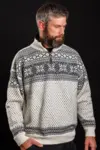 Norsk sweater / Lille lynlås, Telemark / Råhvid / Norwool