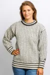 Færøsk uldsweater med rund hals i 100% ren uld / Råhvid
