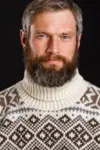 Færøsk sweater / Islænder, rullekrave / Råhvid & brun / Norwool