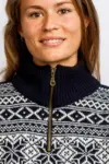 Norsk uldsweater / Lille lynlås  / Mørkeblå