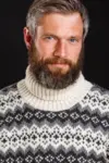 Islænder sweater / Rullekrave / Råhvid & grå / Norwool