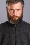 Windstopper jakke / Strik med mønster, høj hals / Grå / Gjestal