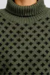 Islænder Sweater -klassisk med rullekrave - Mørk Oliven