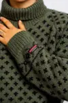 Islænder Sweater -klassisk med rullekrave - Mørk Oliven