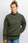 Islænder Sweater -klassisk med rullekrave - Mørk Oliven