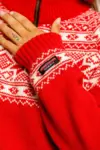 Norsk uldsweater / Lille lynlås  / Rød