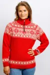 Norsk uldsweater / Lille lynlås  / Rød