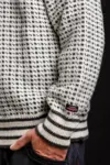 Uldsweater / Lusemønster, lille lynlås / Råhvid / Gjestal