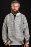 Uldsweater / Lusemønster, lille lynlås / Råhvid / Gjestal