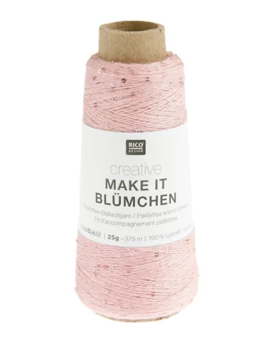 Rico Make It Blümchen 001 Rosa – følgetråd med blomsterpailletter, 25 g