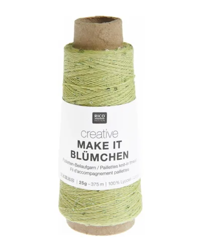 Rico Make It Blümchen 014 Oliven – følgetråd med blomsterpailletter, 25 g