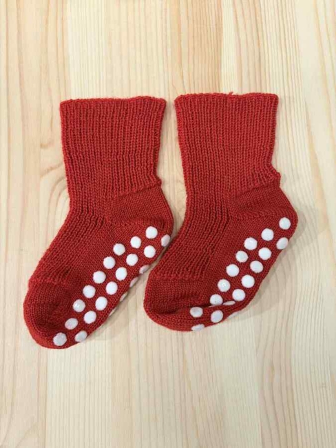 Økologiske Uldsokker med dutter/  Rød