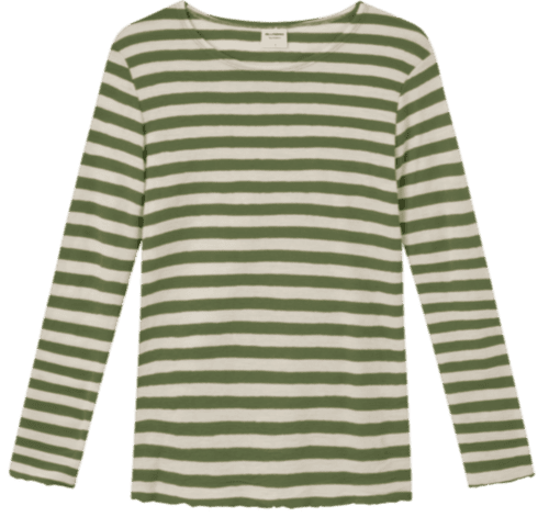 Merinould Trøje / Stribet Raw white- grasshopper melange / By Basic