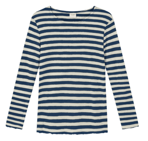 Merinould Trøje / Stribet Raw white- denim /  By Basic