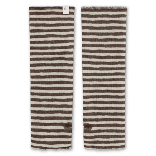 Pulsvarmer  i 100% merinould fra by basics / Stribet Raw White-earth melange