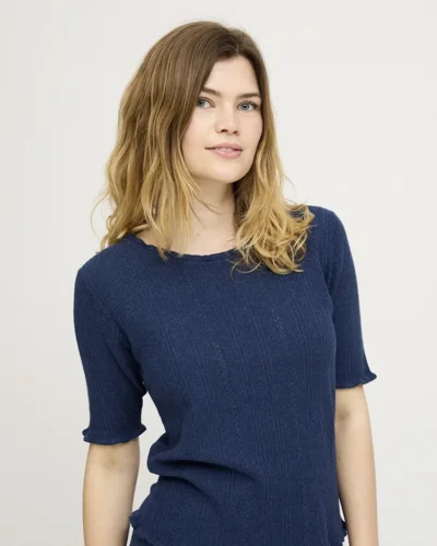 Diva Bluse / 100% Økologisk Gots bomuld /Indigo