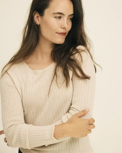 Pamina Bluse/ 100% Extrafine merino/ Ivory / Gorridsen Design