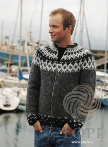 25-18 Fugl Strikkeopskrift sweater i Álafoss lopi PDF