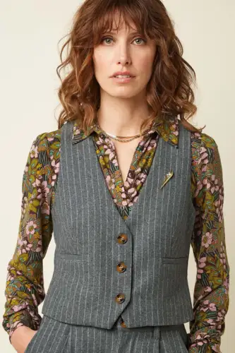 Cissy vest med striber, Grey Melange – King Louie
