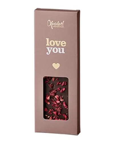 Love you / mørk chokolade med røde bær – Xocolatl Christiansfeld