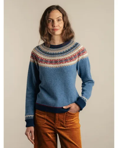 Alpine Short Sweater Éribe – Blue Morning | Fair Isle sweater