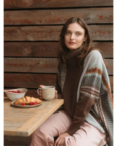 Montrose Cowl Sweater Éribe – Mushroom | Sweater i 100% merino lammeuld, one size