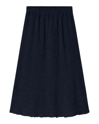 Lang vid nederdel i merinould / Midnight Blue Melange / By Basics
