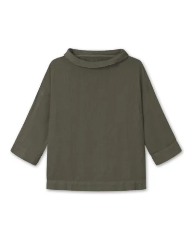 Hørbluse med krave, 3/4 ærme / Capers / By Basics