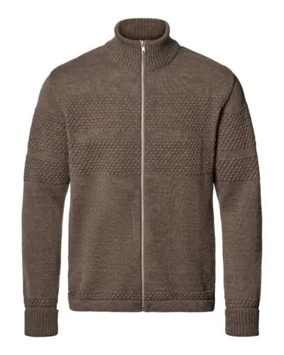 Sømandstrøje/ Saltum Cardigan Stand up Collar/ Metal Zip/Khaki Melange/ Clipper