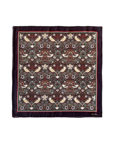 Silketørklæde / William Morris Strawberry Thief, bordeaux / 50 x 50 cm / Koustrup & Co.
