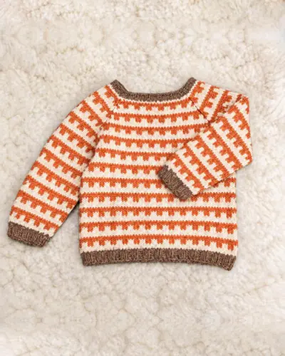 1401 Mønstertrøje II garnpakke – Onion No.4 – Råhvid/Orange (farveforslag)