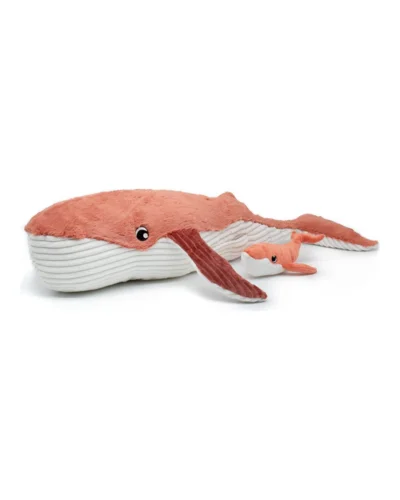 Hval kæmpebamse med unge / Terracotta / 75 cm