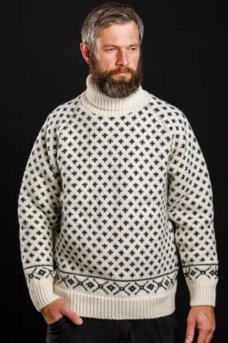Islænder sweater / Rullekrave / Råhvid / Norwool