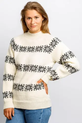 Uldsweater / Naturhvid med koksgrå stjerner