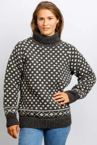 Islænder sweater -klassisk med rullekrave - koksgrå
