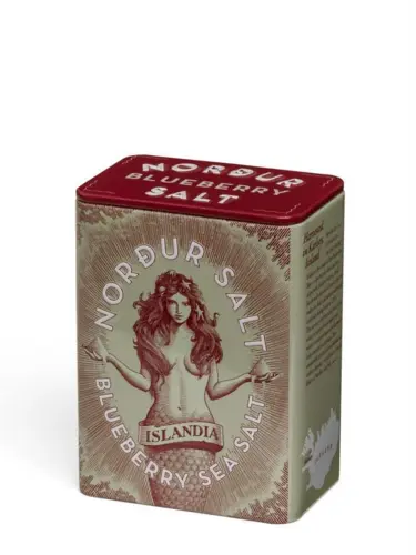 Nordur salt / Flage salt fra Island / Blåbær / Tin æske / 100 gr