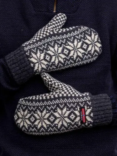 Originale norske  uldvanter / koksgrå med fleece indvendig / Herre