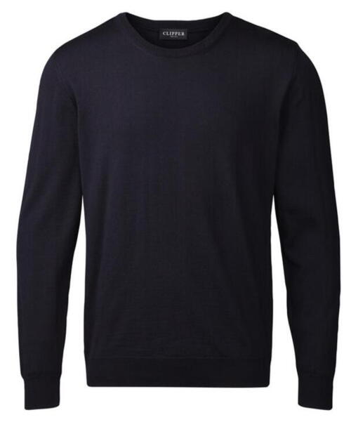 100% Fine Merino Uld/ Pullover O Neck/ Dark Navy/ Clipper