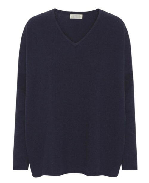 Stella V-neck Bluse / Cashmere uld mix / Navy/ Gorridsen Design