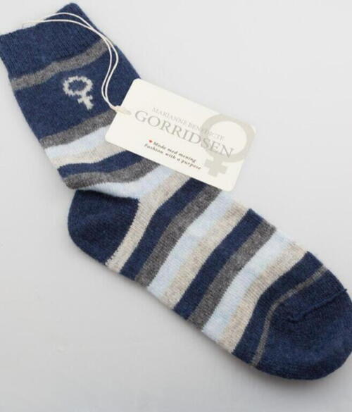 Kasmir blend sokker /Stripet Grey-Blue / Magnolia by Gorridsen