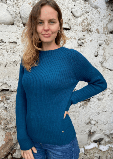 Alpaca Sweater /Elise Rib/ Teal/ Essensia