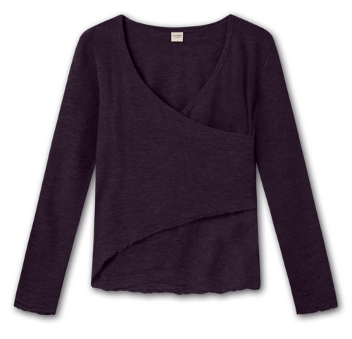Asymmetrisk Merinould Bluse / Plum Melange / ByBasics