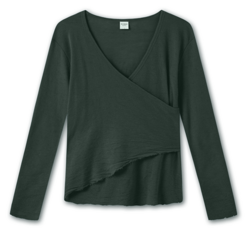 Asymmetrisk Merinould Bluse / Granite / ByBasics
