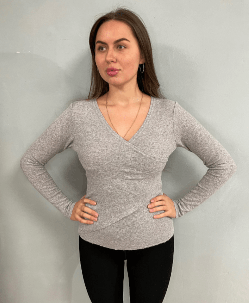 Asymmetrisk Merinould Bluse / Dawn Grey Melange / ByBasics