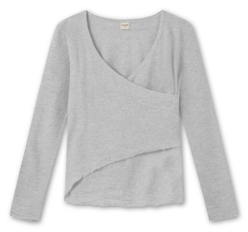 Asymmetrisk Merinould Bluse / Dawn Grey Melange / ByBasics